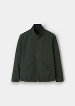 Lakeward Men’s Reversible Bomber Jacket in green and navy, water-resistant with high collar, shown on white background.
