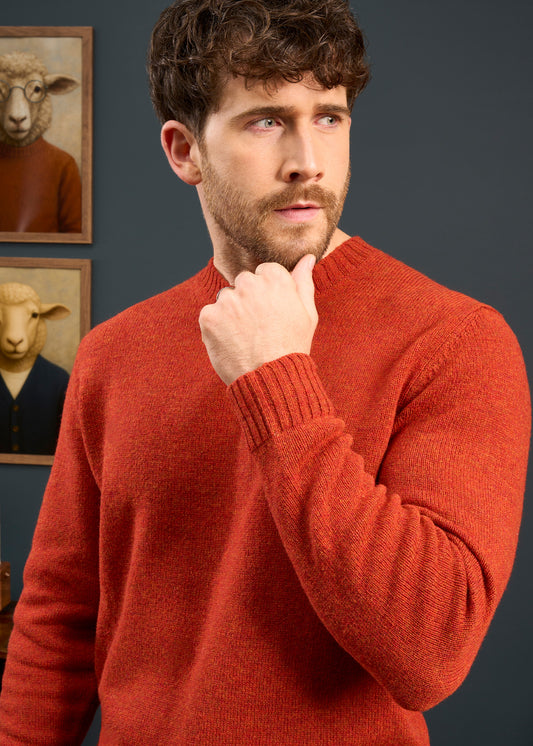 Mens-Shetland-Wool-Jumper-In-Saffron