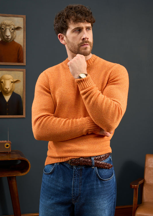 Mens-Shetland-Wool-Jumper-Orange