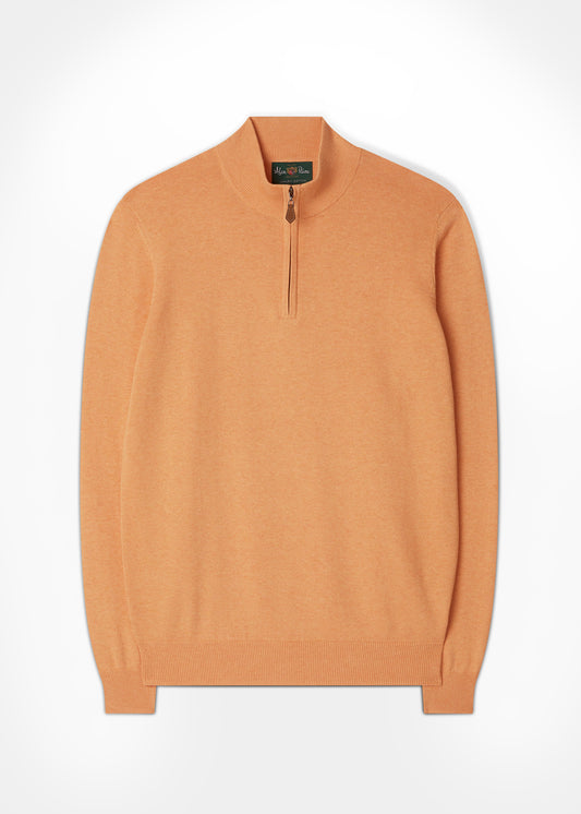 Men's Cotton Cashmere 1/4 Zip Jumper In Mango