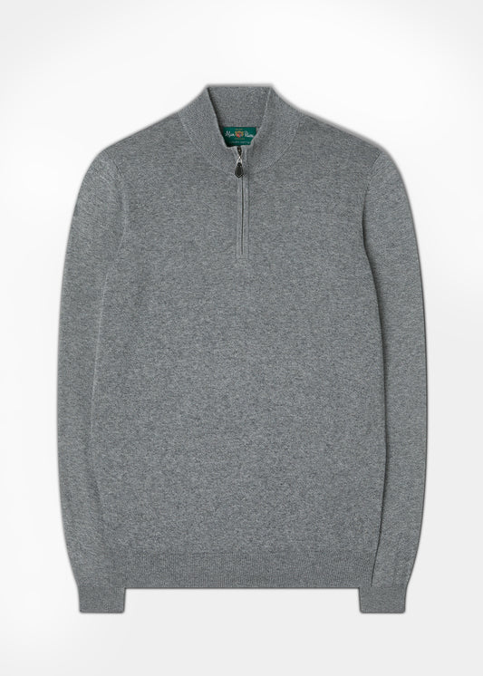 Men's Cotton Cashmere 1/4 Zip Jumper In Mercury