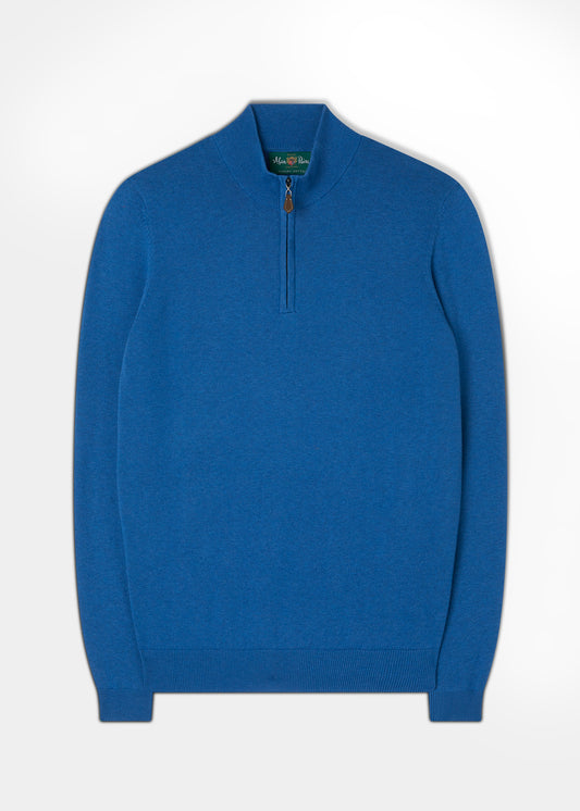 Men's Cotton Cashmere 1/4 Zip Jumper In Regatta.