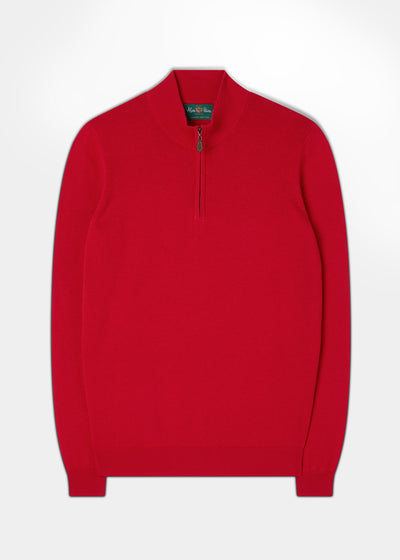 Men's Cotton Cashmere 1/4 Zip Jumper In Rosso.