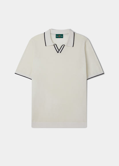 Portloe Short Sleeve Open Placket Shirt In Ecru