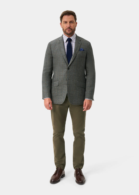 Surrey Men's Tweed Water Repellent Lined Blazer in Blue Check  -  Regular Fit
