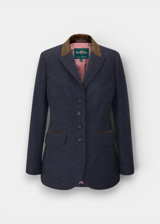 Surrey Ladies Tweed Water Repellent Blazer in Blue  -  Regular Fit