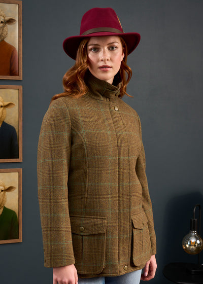 Surrey Ladies Tweed Coat In Marsh