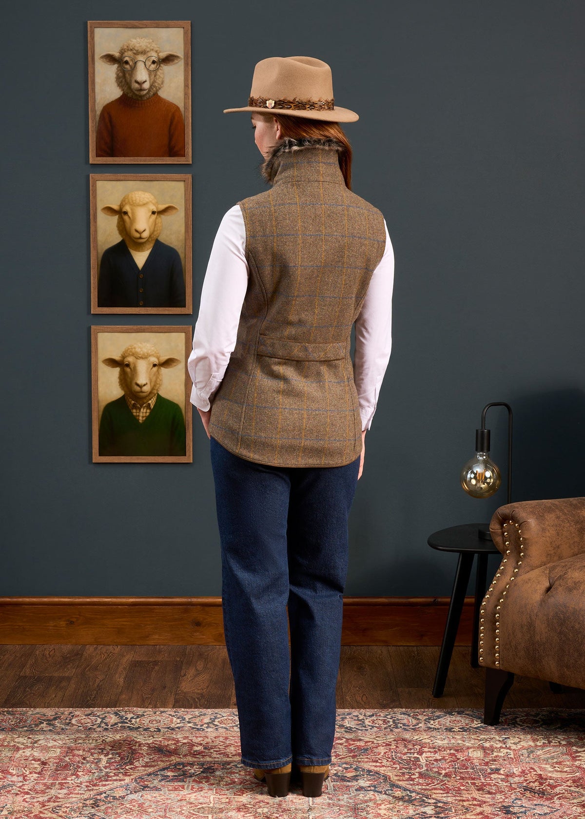 Surrey Ladies Tweed Gilet In Seabrook