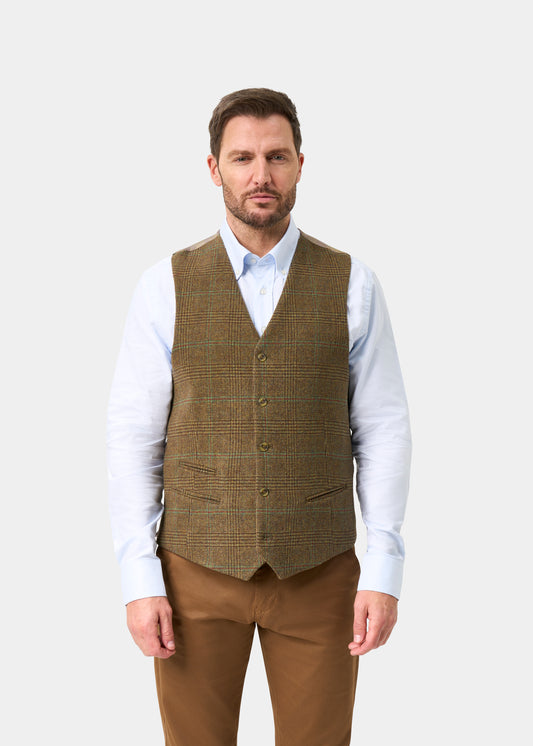 Chaleco Surrey para hombre de tweed con forro repelente al agua en color Marsh - Corte regular