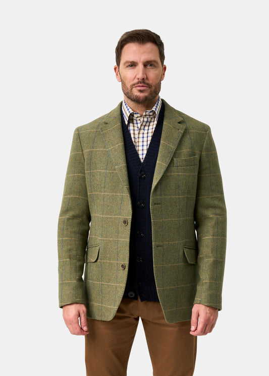 Blazer Surrey para hombre con forro de tweed en azul lovat - Corte regular