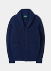 Usworth Men's Shawl Collar Lambswool Jumper In Indigo