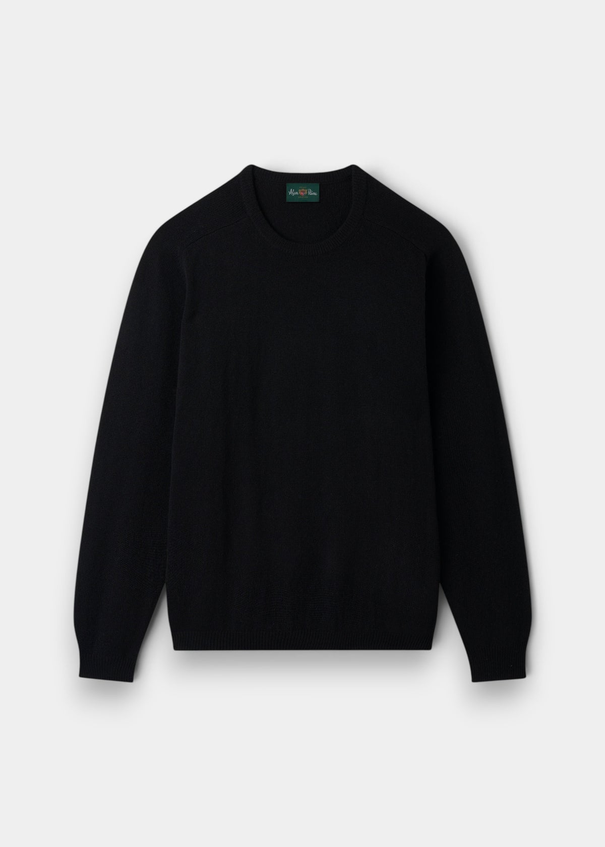 Dorset Lambswool Crew Neck Jumper in Black, Classic Fit, is displayed flat on a white background.