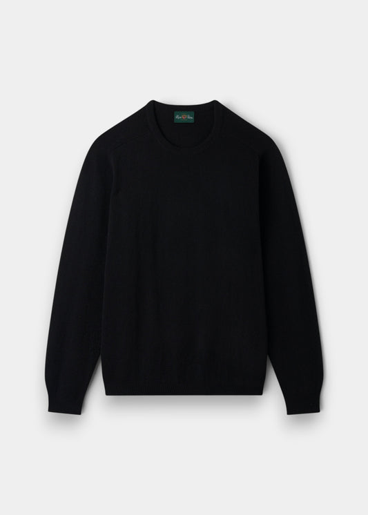 Dorset Lambswool Crew Neck Jumper in Black, Classic Fit, is displayed flat on a white background.
