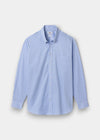 Alan Paine men's blue striped button-down shirt in breathable cotton with a regular fit, made in Portugal.