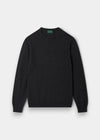 Alan Paine Melfort charcoal crew neck jumper in 100% cashmere with ribbed hem and cuffs in a regular fit.