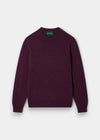 Alan Paine Kinnadie supersoft Shetland wool crew neck jumper in a deep elderberry purple regular fit