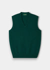 Alan Paine Norfolk men's classic fit V-neck slipover in mallard green pure lambswool with ribbed hem and cuffs