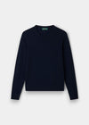 The Ivy Wool & Cashmere Crew Neck Jumper in Dark Navy is laid flat on a white background.