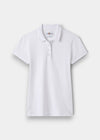 Alan Paine ladies white pique polo shirt in soft Peruvian Pima cotton with a three-button placket and feminine fit.