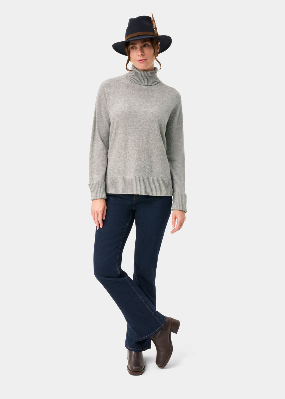 Alexa Ladies Wool and Cashmere Roll Neck In Husky