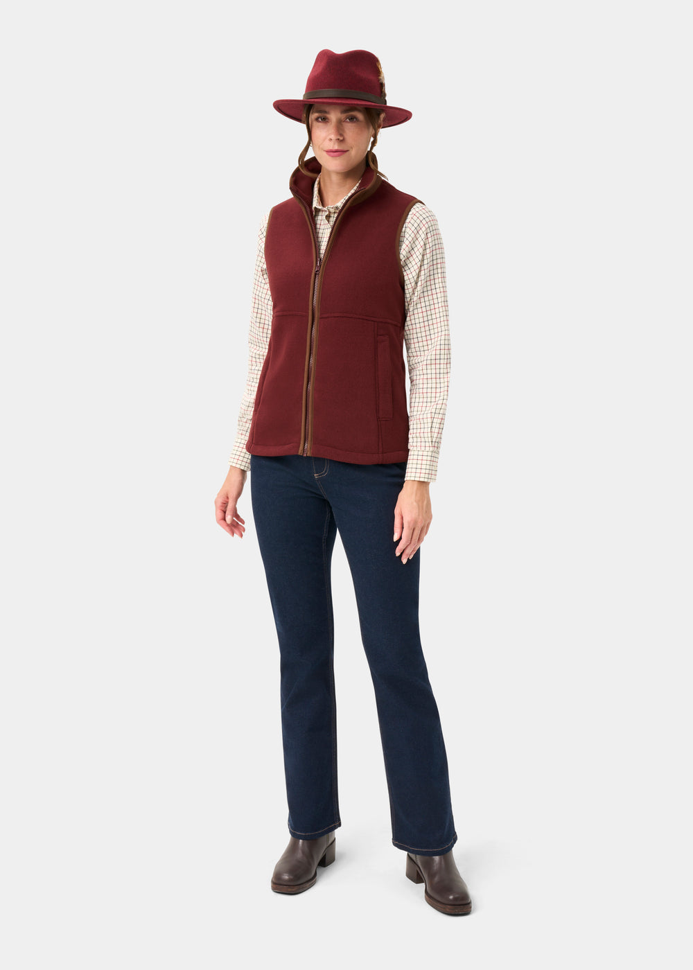 Aylsham Ladies Fleece Gilet In Bordeaux - Regular Fit