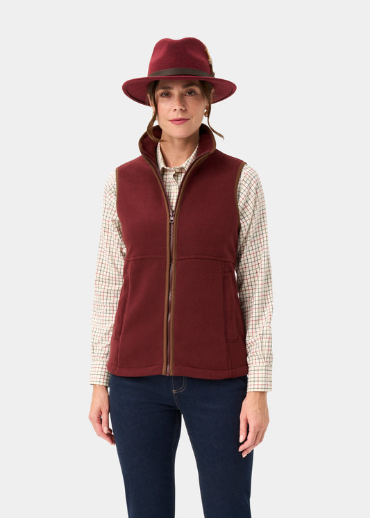 Aylsham Ladies Fleece Gilet In Bordeaux - Regular Fit