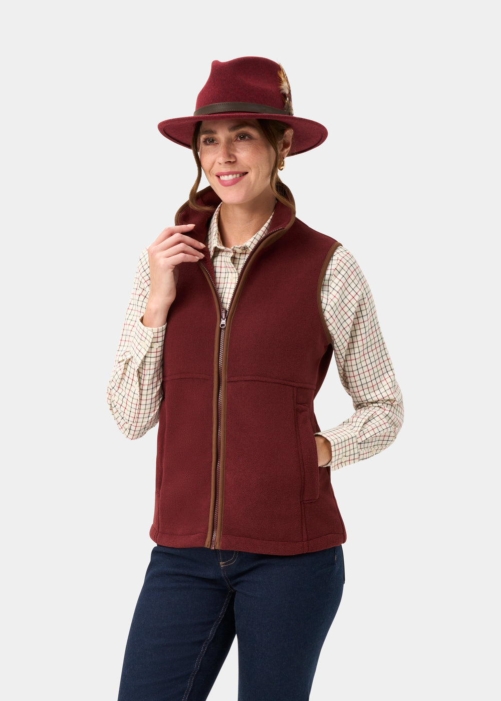 Aylsham Ladies Fleece Gilet In Bordeaux - Regular Fit