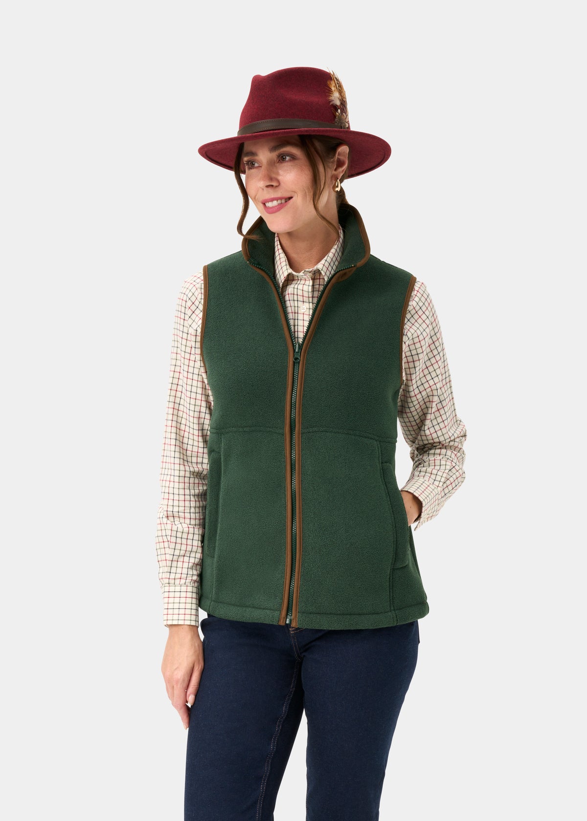 Aylsham Ladies Fleece Gilet In Evergreen - Regular Fit