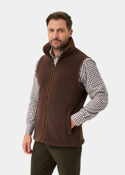 Aylsham Men's Fleece Gilet In Bark - Regular Fit