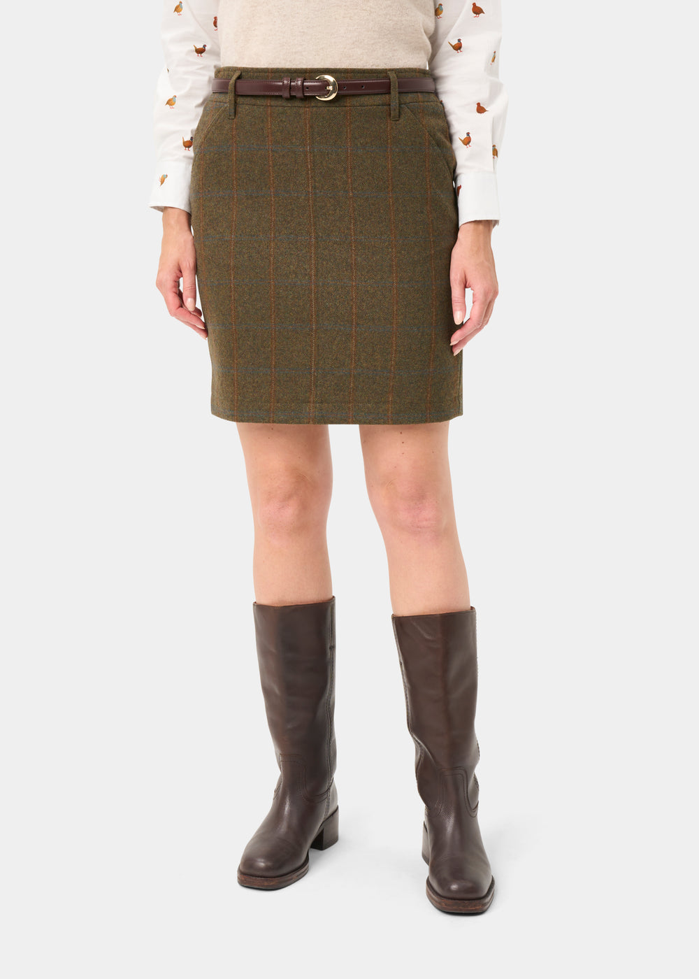 Combrook Ladies Tweed Water Repellent Skirt 49cm in Willow -  Regular Fit
