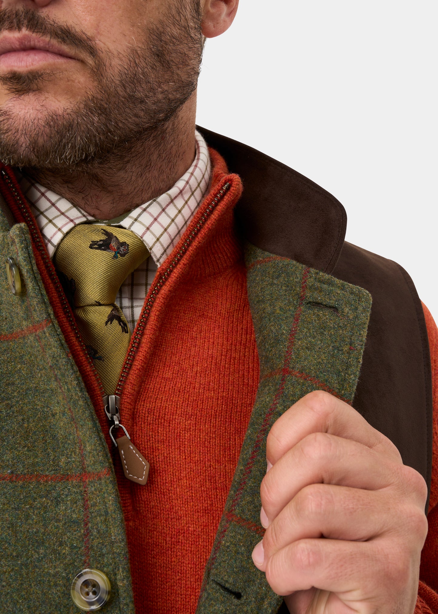 Combrook Men's Tweed Water Repellent Shooting Gilet in Reed -  Shooting Fit
