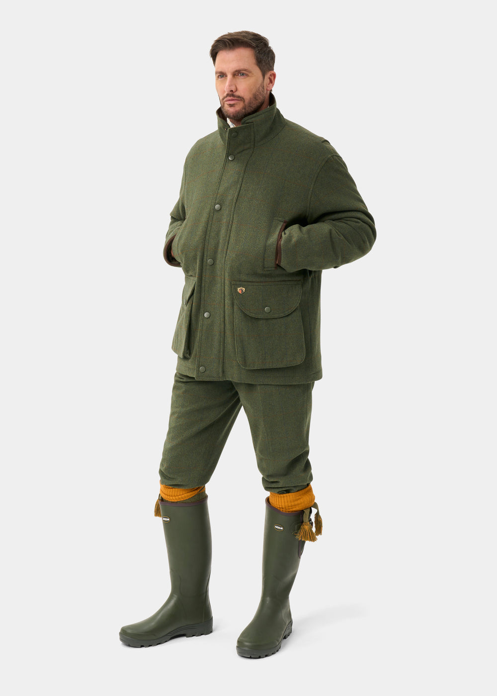 Combrook Men's Tweed Waterproof Shooting Field Coat in Mariner -  Shooting Fit