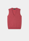 Pink sleeveless sweater vest on a white background