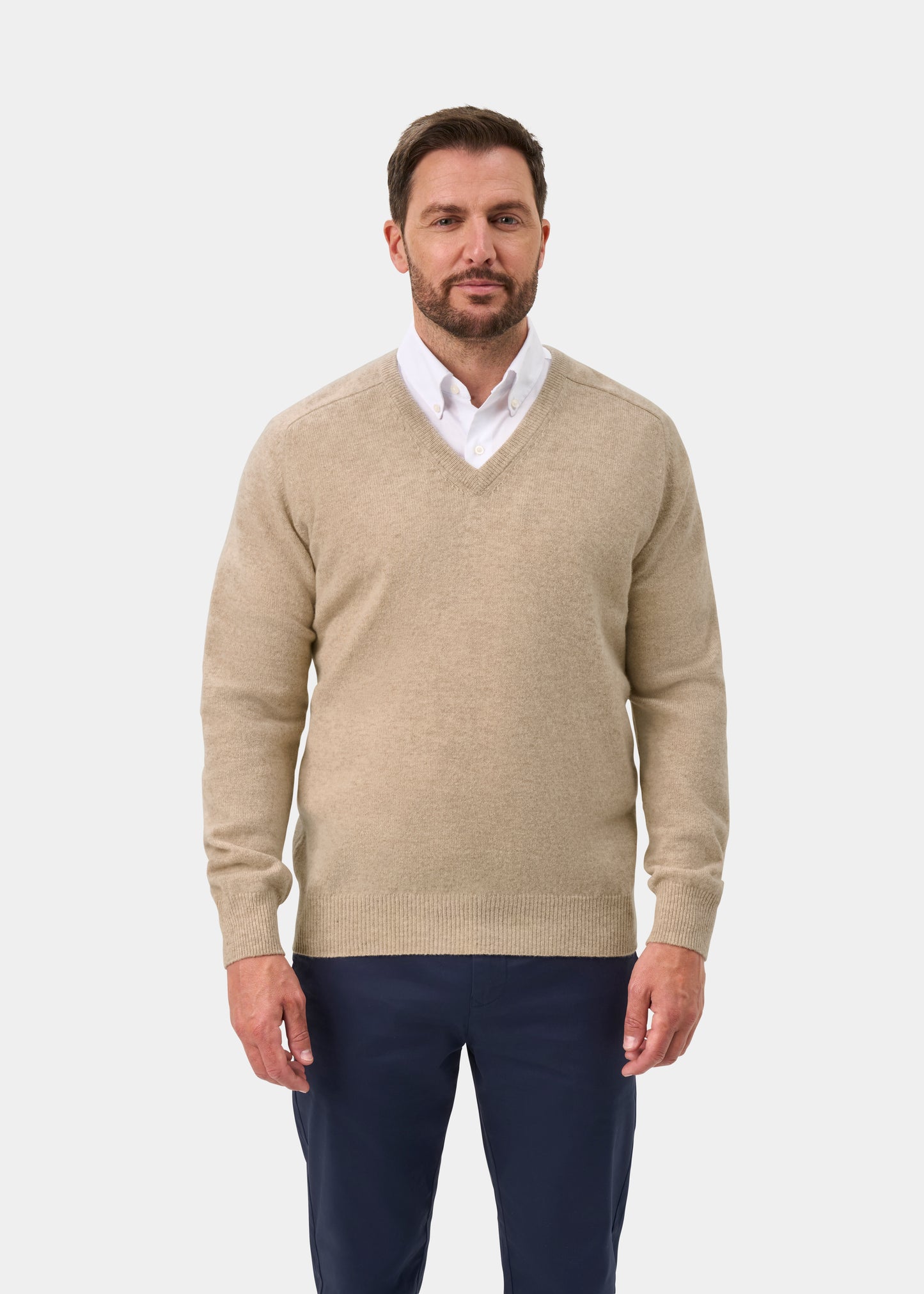 Hampshire Lambswool Jumper in Linen - Classic Fit
