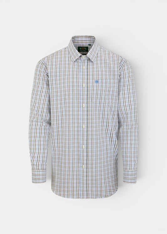Ilkley Men's Green and Brown Country Check Shirt - Shooting Fit