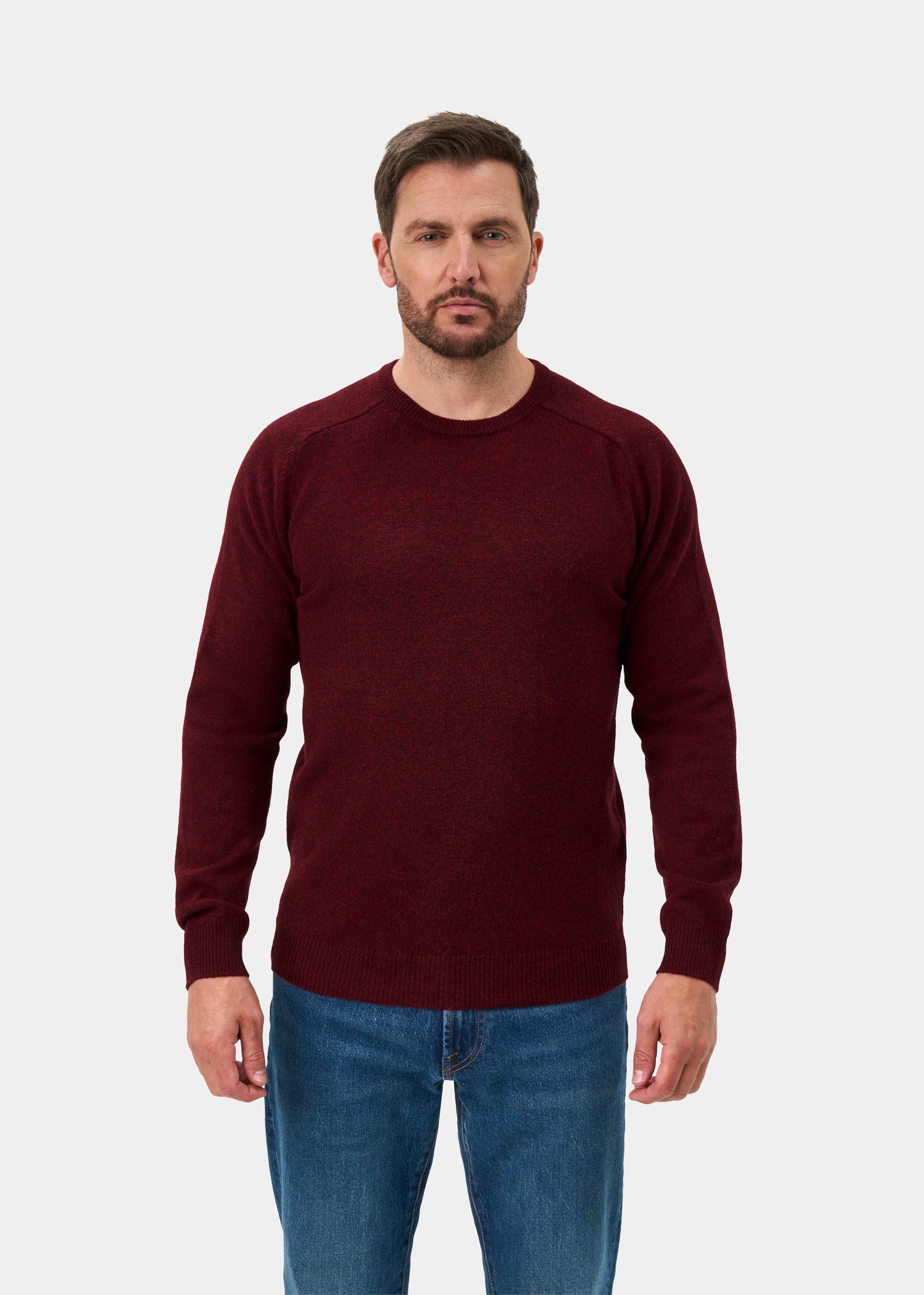 Lenzie Men's Lambswool Jumper In Red Velvet - Regular Fit