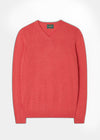 Men's Cotton Cashmere V-Neck Jumper In Berry