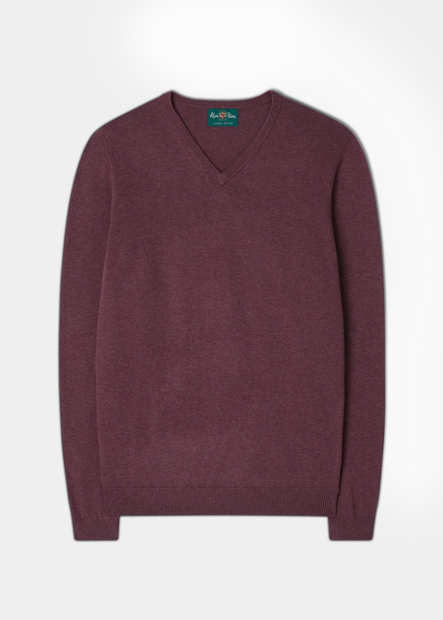 Men's Cotton Cashmere V-Neck Jumper In Burgundy