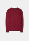 Men's Cotton Cashmere V-Neck Jumper In Claret