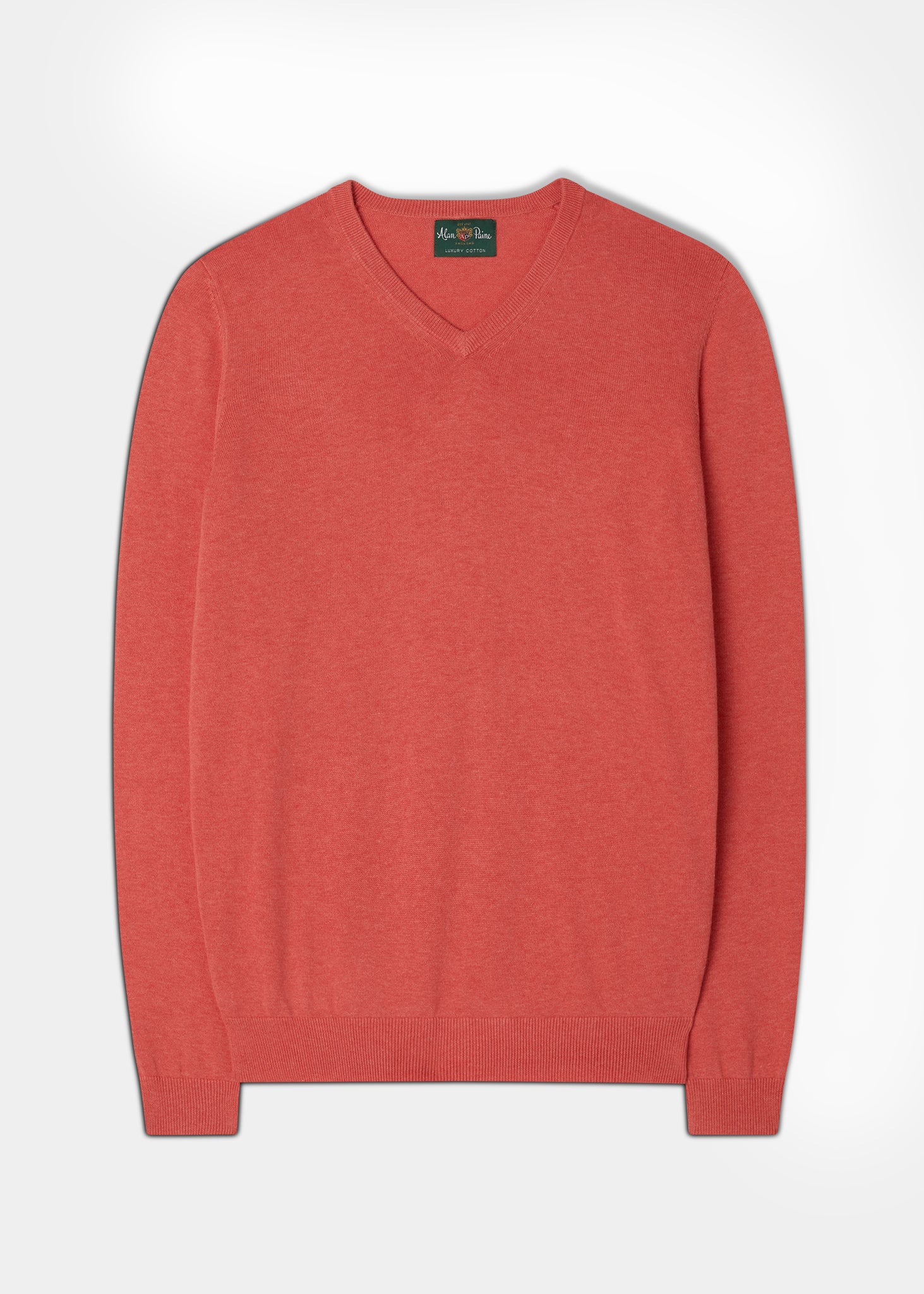 Men's Cotton Cashmere V-Neck Jumper In Flamingo
