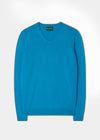 Men's Cotton Cashmere V-Neck Jumper In Malibu