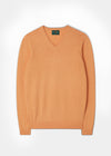 Men's Cotton Cashmere V-Neck Jumper In Mango