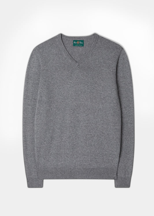 Men's Cotton Cashmere V-Neck Jumper In Mercury
