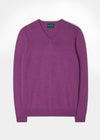 Men's Cotton Cashmere V-Neck Jumper In Orchid
