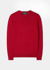 Men's Cotton Cashmere V-Neck Jumper In Scarlet
