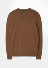Men's Cotton Cashmere V-Neck Jumper In Tawny