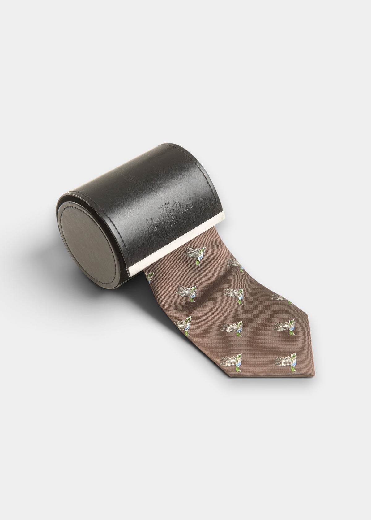 Ripon Silk Country Tie In Brown - Duck Design