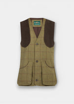 Rutland Men's Tweed Water Repellent Shooting Waistcoat in Lichen  -  Shooting Fit