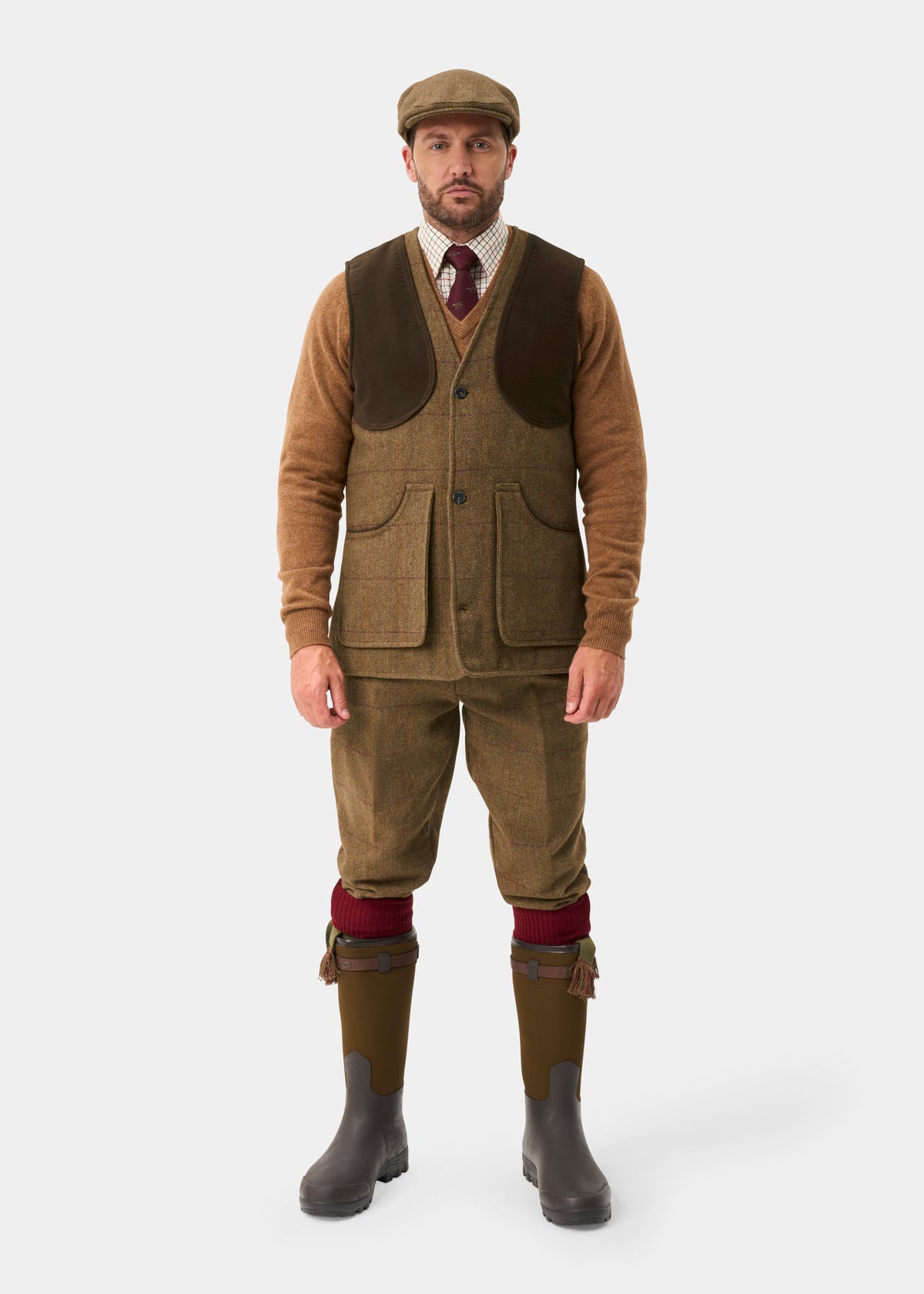 Rutland Men's Tweed Water Repellent Shooting Waistcoat in Birch -  Shooting Fit