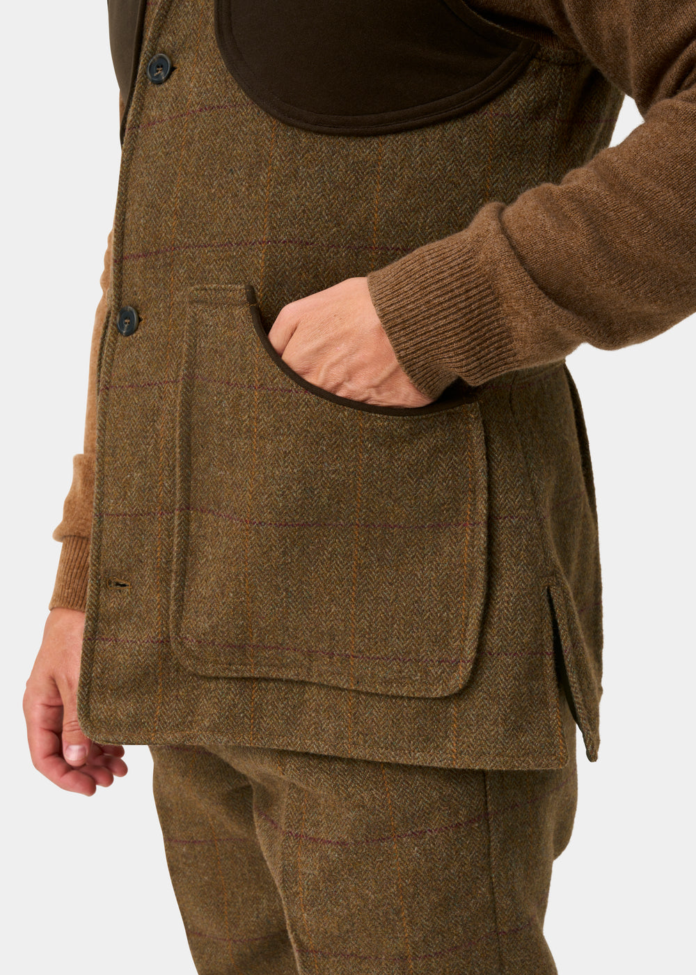 Rutland Men's Tweed Water Repellent Shooting Waistcoat in Birch -  Shooting Fit
